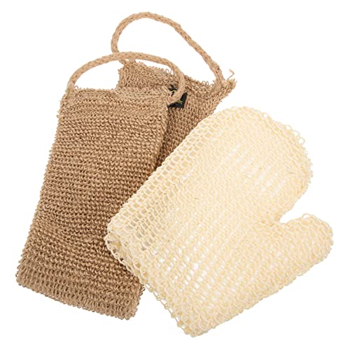 AUTSUPPL 1satz Peeling-handschuh Und Rückenreinigungs-mitt Für Sanftes Körperpeeling Doppelseitige Exfoliating Handtücher Für Dusche Und Bad Aus Natürlichem Jute von AUTSUPPL