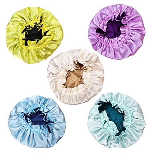 AUTSUPPL Schlafmütze Aus Satin für Jungen und Mädchen Elastischer Rand für Das Haar Bequeme Beige Mütze von AUTSUPPL