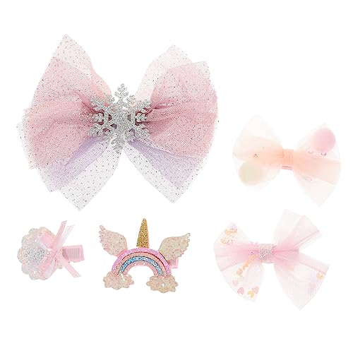 AUTSUPPL 5stücke Teiliges Schneeflocken-haarclip-set Mit Großen Schleifen Stilvolle Haarspangen Und Haargummis Für Mädchen Für Feste Und Alltag von AUTSUPPL