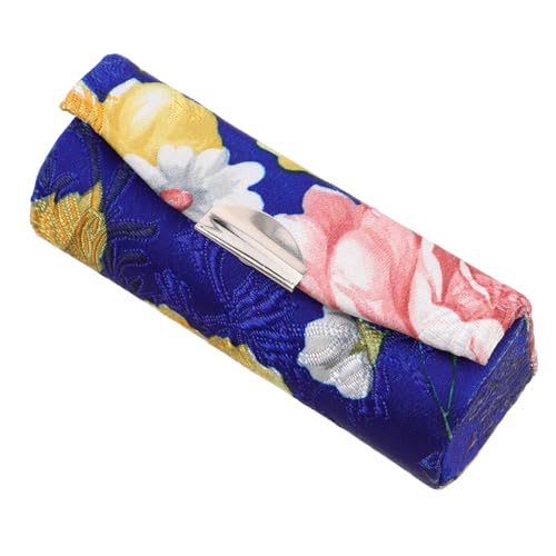 AUTSUPPL Seiden Lippenstift Tasche Mit Spiegel Make-up-Organizer Mit Besticktem Blumenmuster Tragbare Kosmetiktasche Vintage-lippenstiftetui Für Damen von AUTSUPPL