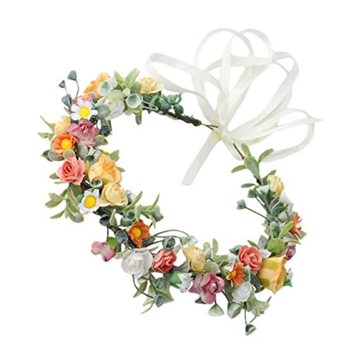 AUTSUPPL Stirnband aus künstlichen Blumen Mädchen Kronen Brautaccessoires Braut Schärpe Tiara Fee artificial sztuczne kwiaty blumenring rosafarbenes Haarband Haarband Stoff von AUTSUPPL