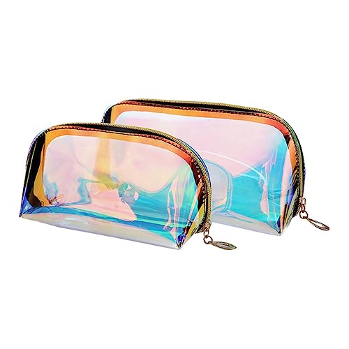 AUTSUPPL 2stücke Holographic Kosmetiktasche Wasserdichtes TPU-Reise Transparente Make-up-Organizer Für Damen Kleine Und Große Für Reisen Und Alltag von AUTSUPPL