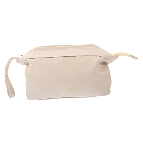 AUTSUPPL Große Damen Kosmetiktasche Aus Pu-Leder Tragbare Schmink Und Kulturbeuteltasche Mit Reißverschluss Für Reisen Stilvolles Design Milchweiß Multifunktional Für Kosmetik Und von AUTSUPPL