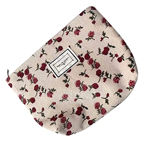 AUTSUPPL Portable Kosmetiktasche Mit Rosenblumenmuster Praktischer Make-up Organizer Für Frauen Für Reisen Und Aufbewahrung Von Toilettenartikeln Kleine Aufbewahrungstasche Eleganter von AUTSUPPL