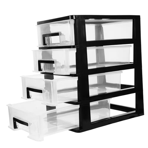 AUTSUPPL 4-lagige Schubladenbox Transparent Kunststoff Schreibtisch-aufbewahrungsbox Mini-kosmetik-organizer Kleinteilehalter von AUTSUPPL