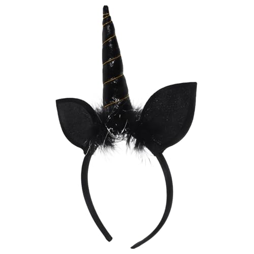 AUTSUPPL Unicorn Haarreif Schwarz Party Haarschmuck Cosplay Performance Leichtes Rutschfestes Einhorn Kostüm Zubehör Mädchen Kopfbedeckung von AUTSUPPL