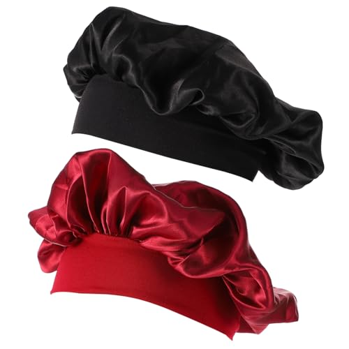 AUTSUPPL 2stücke Schlaf Haube Zum Schutz Der Haare Elastische Haar Kappen Mit Breitem Band Für Frauen Haar Bonnets Für Duschhauben Und Friseurhut von AUTSUPPL