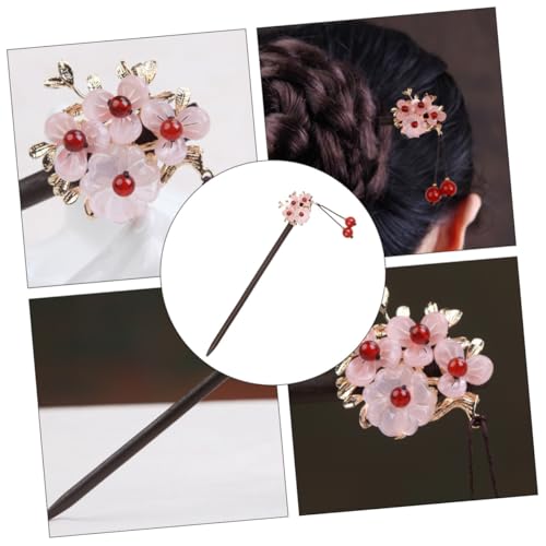 AUTSUPPL Vintage Holz haarstab mit Blüten design Antike Haarnadel für Dutt und Hochsteckfrisur Eleganter Damen haarschmuck im Traditionellen Chinesischen Stil Robust und Dekorativ von AUTSUPPL