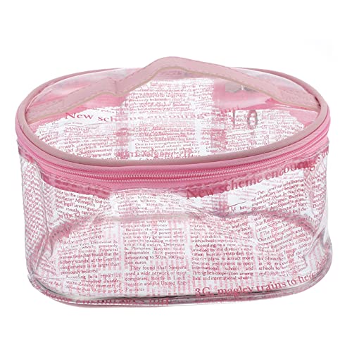 AUTSUPPL Makeup Bag Im Zeitungsdesign PVC Kosmetiktasche Für Reisen Tragbare Toilettentasche Mit Großem Stauraum Leicht Für Damen Und Unterwegs von AUTSUPPL