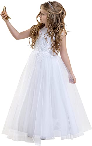 AUTTOGirl Madchen Kommunionkleid Kleid Erste Kommunion White 11 von AUTTOGirl