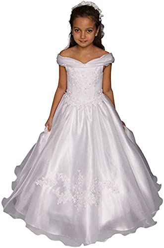 AUTTOGirl Mädchen Kommunion Kinderkleid Kommunionkleid Blumenkinder Kleid White 7 von AUTTOGirl