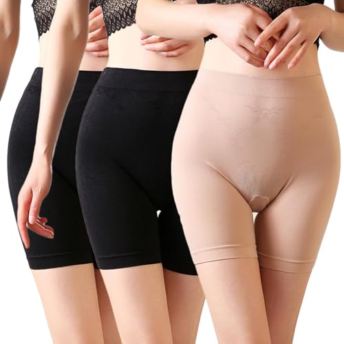 AUTUCAU Frauen Slip Hohe Taille Anti-Rutsch Unterwäsche: Bequeme Atmungsaktiv & Nahtlos Shapewear Unterhosen für Yoga, Arbeit und Alltag (3er Pack) von AUTUCAU