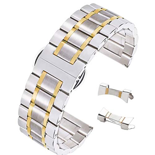 AUTULET Herren Edelstahl Armband Zweifarbiges Silber Und Gold 20mm von AUTULET