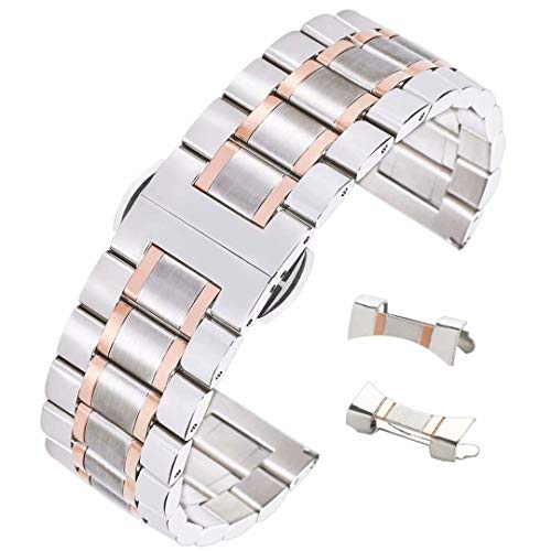 AUTULET Herren Edelstahl Armband Zweifarbiges Silber Und Roségold 22mm von AUTULET