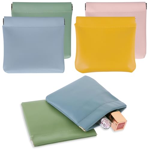 Kleine Tasche, niedlicher Druckknopfverschluss, Leder-Organizer-Tasche, Reißverschlusslose kleine Make-up-Taschen für Geldbörsen, tragbare wasserdichte Münzbörse für Kosmetik, Schmuck, Kopfhörer, 4 Kleine Tasche, niedlicher Druckknopfverschluss, Leder-Organizer-Tasche, Reißverschlusslose kleine Make-up-Taschen für Geldbörsen, tragbare wasserdichte Münzbörse für Kosmetik, Schmuck, Kopfhörer, 4 von AUTUUCKEE
