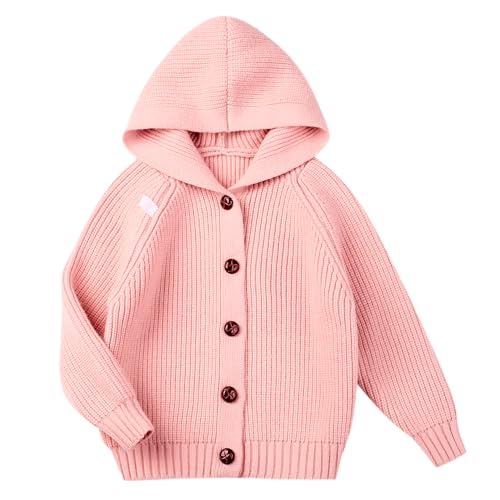AUTWARM Mädchen Kapuzenpullover Strickjacken warmes Strickjacken Pullover für Mädchen 4-5 Jahre(110pink) von AUTWARM