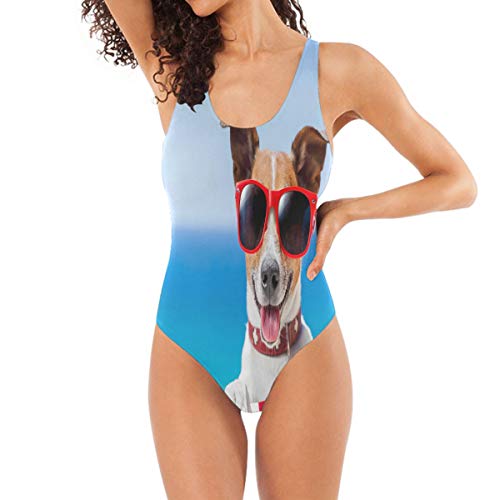 AUUXVA Bigjoke Damen-Badeanzug für den Sommer, mit Hundemotiv, gerüschter Bauchkontrolle, Badeanzug für Erwachsene, Damen, Teenager, Mädchen Gr. M, multi von AUUXVA