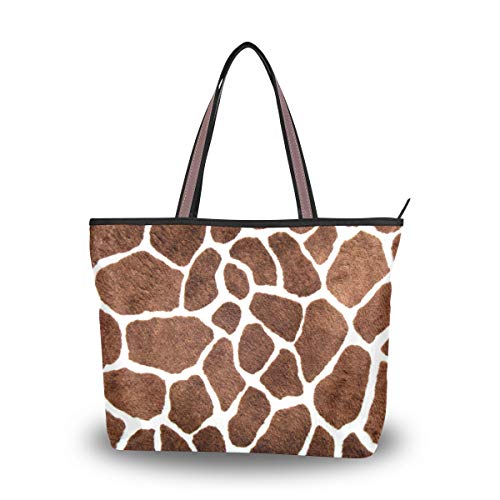 Bigjoke Handtasche mit afrikanischem Giraffen-Motiv, für Damen, mit Tragegriff, Mehrfarbig - mehrfarbig - Größe: Medium von AUUXVA