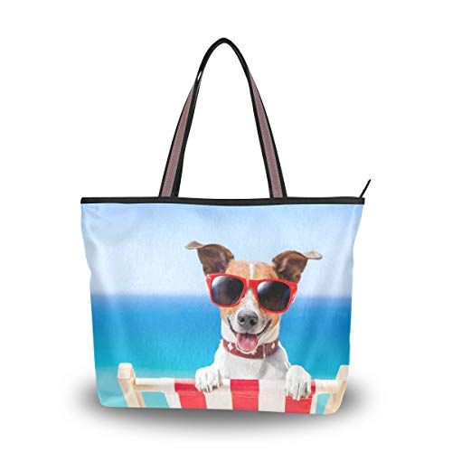 Bigjoke Sommer-Handtasche mit Hundemotiv für Frauen, Tragetasche, Tragegriff oben, Umhängetasche, Geldbörse, Mehrfarbig - mehrfarbig - Größe: Large von AUUXVA