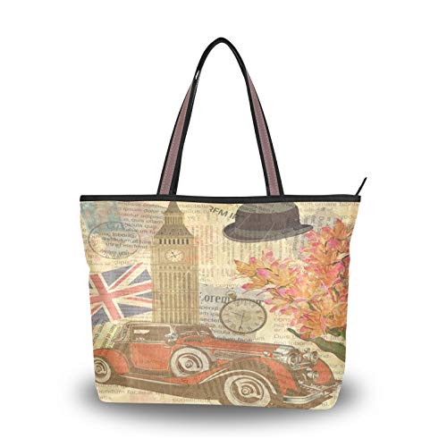 MoonTour Vintage-Handtasche mit London-Blumen-Motiv, mehrfarbig, Medium von AUUXVA