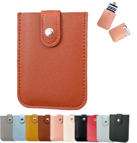 AUWIRUG Cardcarie - Pull-Out Card Organizer, Cardcarie Personalized Stackable Pull-Out Card Holder, Snap Closure Leather Business Card Holder Laminated Card Case Organizer Pouch (Brown-F) von AUWIRUG