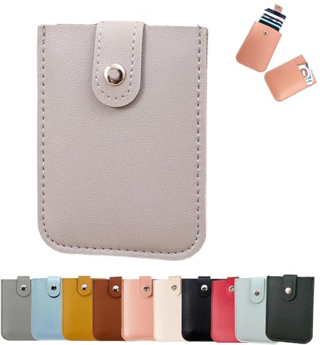 AUWIRUG Cardcarie - Pull-Out Card Organizer, Cardcarie Personalized Stackable Pull-Out Card Holder, Snap Closure Leather Business Card Holder Laminated Card Case Organizer Pouch (Grey-D) von AUWIRUG