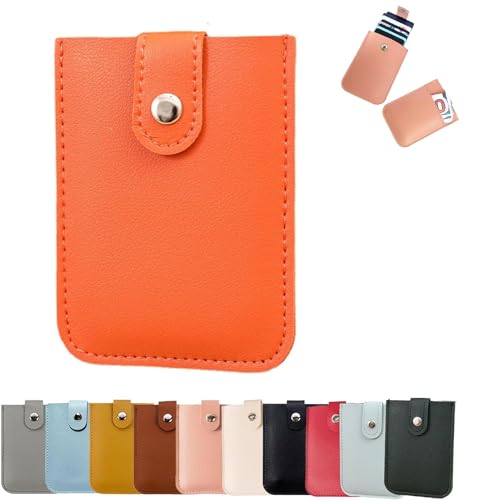 AUWIRUG Cardcarie - Pull-Out Card Organizer, Cardcarie Personalized Stackable Pull-Out Card Holder, Snap Closure Leather Business Card Holder Laminated Card Case Organizer Pouch (Orange-I) von AUWIRUG