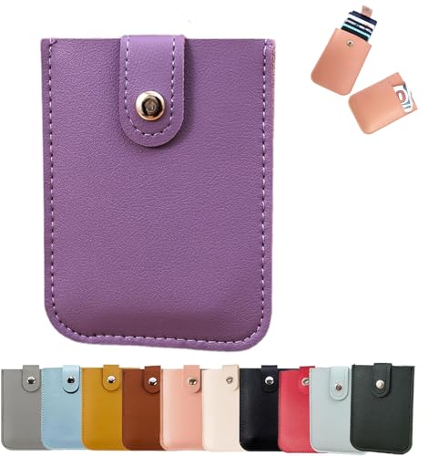 AUWIRUG Cardcarie - Pull-Out Card Organizer, Cardcarie Personalized Stackable Pull-Out Card Holder, Snap Closure Leather Business Card Holder Laminated Card Case Organizer Pouch (Purple-H) von AUWIRUG