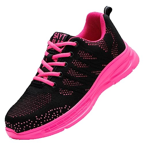 AUXDIQ Arbeitsschuhe Damen Sicherheitsschuhe Stahlkappen Schutzschuhe Leicht Stahlkappenschuhe Sportlich Arbeitsschutzschuhe Rosa Size 39 von AUXDIQ