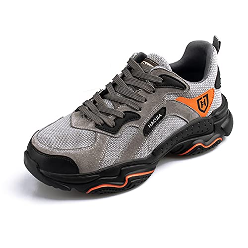 AUXDIQ Arbeitsschuhe Herren Damen Atmungsaktiv Sicherheitsschuhe mit Stahlkappe Leicht Schutzschuhe Sportlich Sneaker Grau 41 EU von AUXDIQ