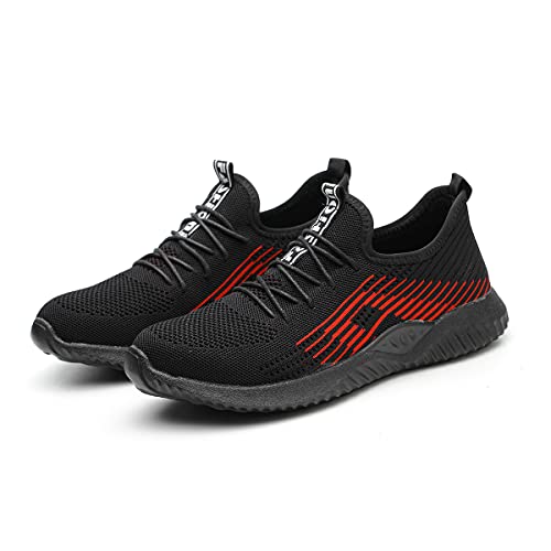 AUXDIQ Arbeitsschuhe Herren Damen Atmungsaktiv Sicherheitsschuhe mit Stahlkappe Leicht Schutzschuhe Sportlich Sneaker Schwarz 37 EU von AUXDIQ