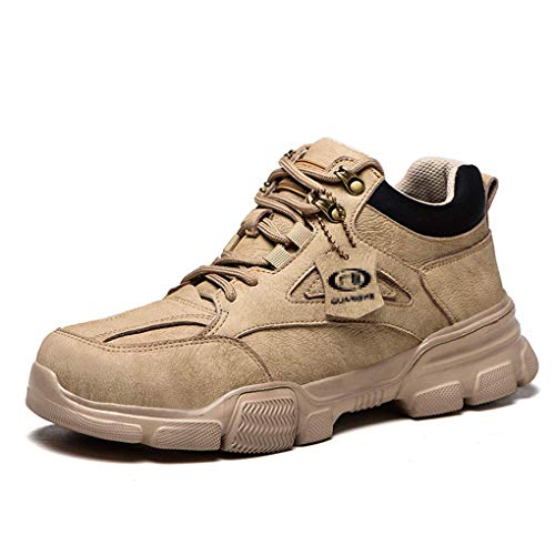 AUXDIQ Arbeitsschuhe Herren Damen Atmungsaktiv Sicherheitsschuhe mit Stahlkappe Leicht Schutzschuhe Sportlich Sneaker 633C Khaki 43 EU von AUXDIQ