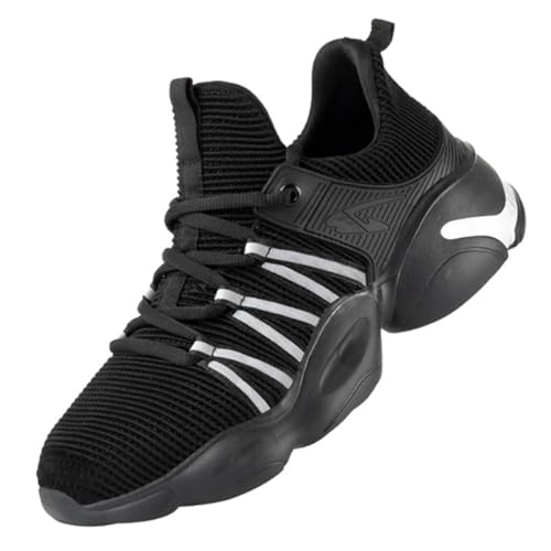 AUXDIQ Arbeitsschuhe Herren Damen Atmungsaktiv Sicherheitsschuhe mit Stahlkappe Leicht Schutzschuhe Sportlich Sneaker Schwarz 42 EU von AUXDIQ