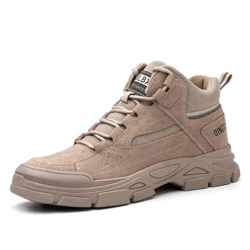 AUXDIQ Arbeitsschuhe Herren Sicherheitsschuhe Stahlkappen Schutzschuhe Leicht Stahlkappenschuhe Sportlich Arbeitsschutzschuhe Beige 39 EU von AUXDIQ