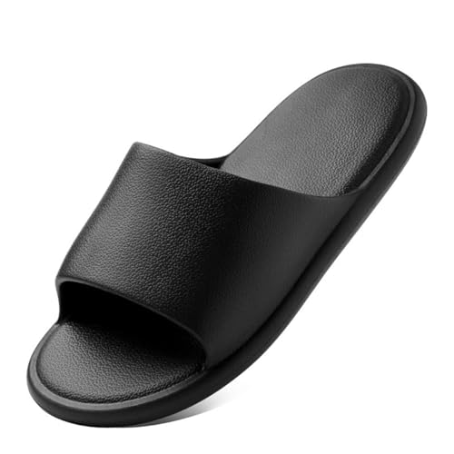 AUXDIQ Badeschuhe Damen Herren Pantoffeln Badelatschen rutschfeste Hausschuhe Strand Sandale Sommer Pantoletten Badeschlappen, Schwarz, 39/40 EU von AUXDIQ
