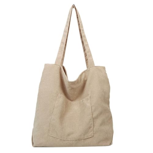 AUXDIQ Cord Tote Bag für Frauen große Umhängetasche mit Reißverschluss und Taschen für College Arbeit Reisen Einkaufen von AUXDIQ