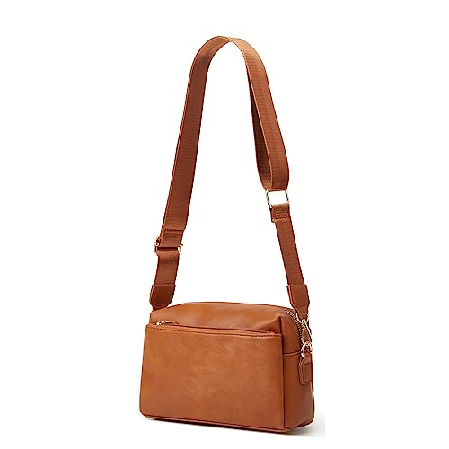 AUXDIQ Cross Body Bag, Umhängetasche mit verstellbarem, breitem Schultergurt，Großraumtasche, Multi-Pocket-Tasche,Veganes LederMobiltelefon-Tasche，Multifunktionale Tasche von AUXDIQ