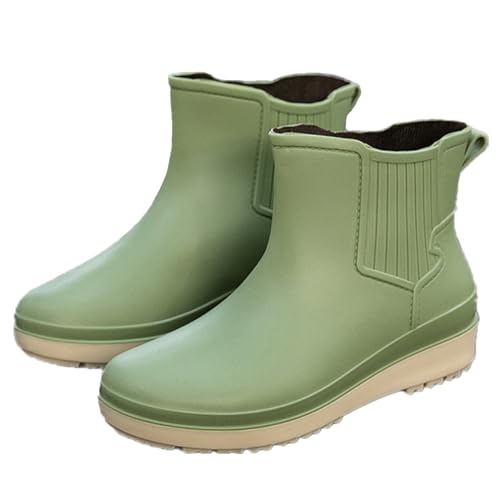 AUXDIQ Damen-Regenstiefel Wasserdichte Gartenstiefel Knöchel-Regenstiefel Gartenschuhe Regengummis Outdoor-Jagdstiefel Grün-A 40 EU von AUXDIQ