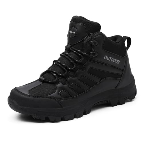 AUXDIQ Herren Wanderschuhe Damen Trekkingschuhe rutschfeste Outdoorschuhe Wanderstiefel Trekking-& Wanderhalbschuhe Sneaker Schwarz 49 EU von AUXDIQ