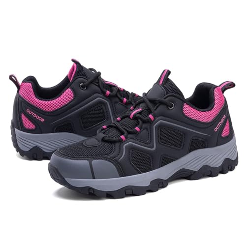 AUXDIQ Herren Wanderschuhe Damen Trekkingschuhe rutschfeste Outdoorschuhe Wanderstiefel Trekking-& Wanderhalbschuhe Sneaker Tiefes Rosa 41 EU von AUXDIQ
