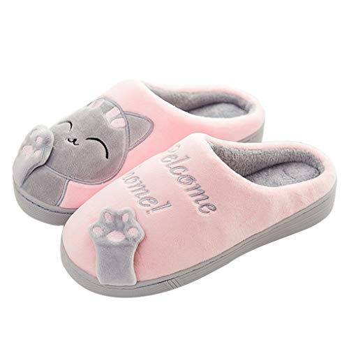 AUXDIQ Katzen Hausschuhe Damen Herren Winter Herbst Plüsch Hausschuhe Unisex Pantoffeln Warm für Drinnen und Draussen von AUXDIQ