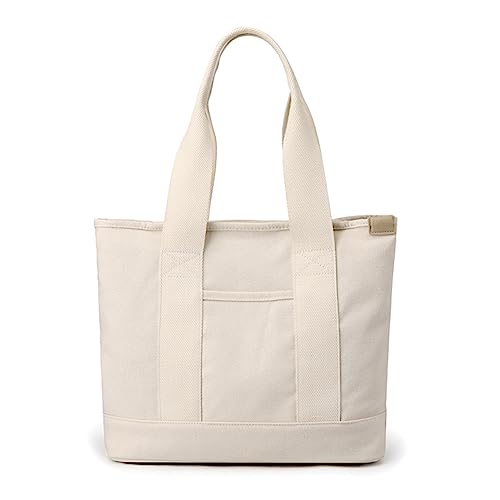 AUXDIQ Multi-Pocket Tote Bag mit Reißverschluss, Canvas japanische handgemachte Handtasche mit Fächern, Multifunktions Crossbody Shouder Bag Changing Bag für Frauen Arbeit Reisen von AUXDIQ