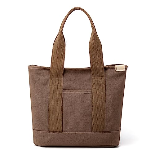 AUXDIQ Multi-Pocket Tote Bag mit Reißverschluss, Canvas japanische handgemachte Handtasche mit Fächern, Multifunktions Crossbody Shouder Bag Changing Bag für Frauen Arbeit Reisen von AUXDIQ