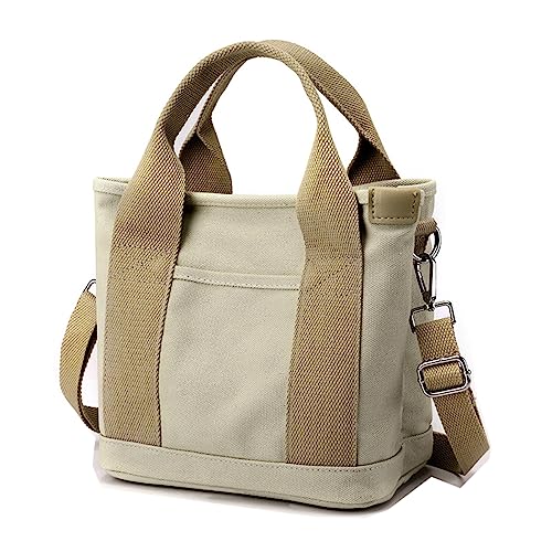 AUXDIQ Multi-Pocket Tote Bag mit Reißverschluss, Canvas japanische handgemachte Handtasche mit Fächern, Multifunktions Crossbody Shouder Bag Changing Bag für Frauen Arbeit Reisen von AUXDIQ