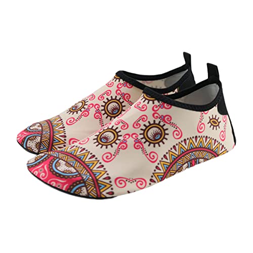 AUXDIQ Schwimmschuhe Badeschuhe Aquaschuhe Surfschuhe Wasserschuhe Strandschuhe Barfuß Schnell Trocknend für Damen Herren, Ethnische Rosa, 44/45 EU von AUXDIQ