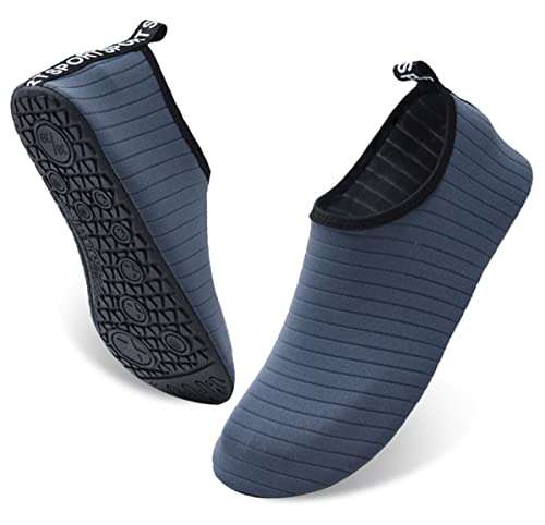AUXDIQ Schwimmschuhe Badeschuhe Aquaschuhe Surfschuhe Wasserschuhe Strandschuhe Barfuß Schnell Trocknend für Damen Herren, Stil 1 Grau, 44/45 EU von AUXDIQ