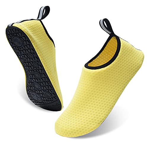 AUXDIQ Schwimmschuhe Badeschuhe Aquaschuhe Surfschuhe Wasserschuhe Strandschuhe Barfuß Schnell Trocknend für Damen Herren Gelb 36/37 EU von AUXDIQ