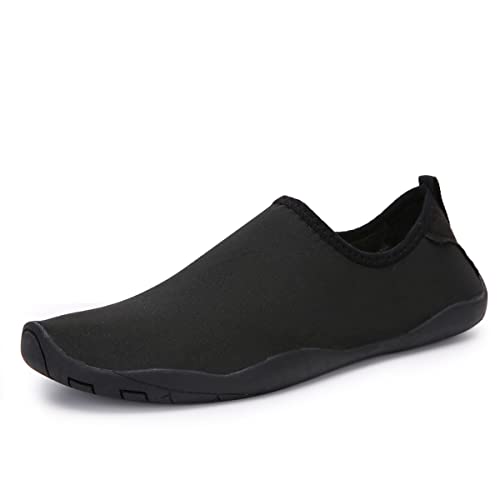 AUXDIQ Schwimmschuhe Badeschuhe Aquaschuhe Surfschuhe Wasserschuhe Strandschuhe Barfuß Schnell Trocknend für Damen Herren Kinder Schwarz 42 EU von AUXDIQ
