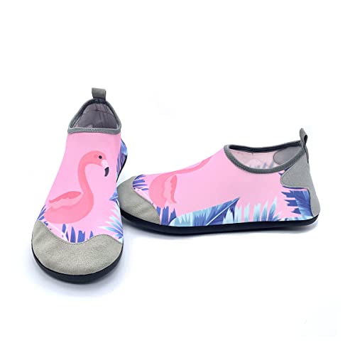 AUXDIQ Schwimmschuhe Badeschuhe Aquaschuhe Surfschuhe Wasserschuhe Strandschuhe Barfuß Schnell Trocknend für Damen Herren, Flamingo, 34/35 EU von AUXDIQ