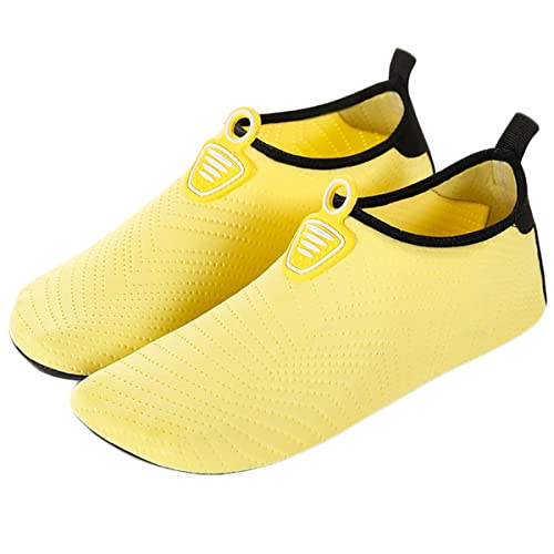 AUXDIQ Schwimmschuhe Damen Herren Badeschuhe Aquaschuhe Surfschuhe Wasserschuhe Strandschuhe Barfuß Schnell Trocknend Gelb 37/38 EU von AUXDIQ
